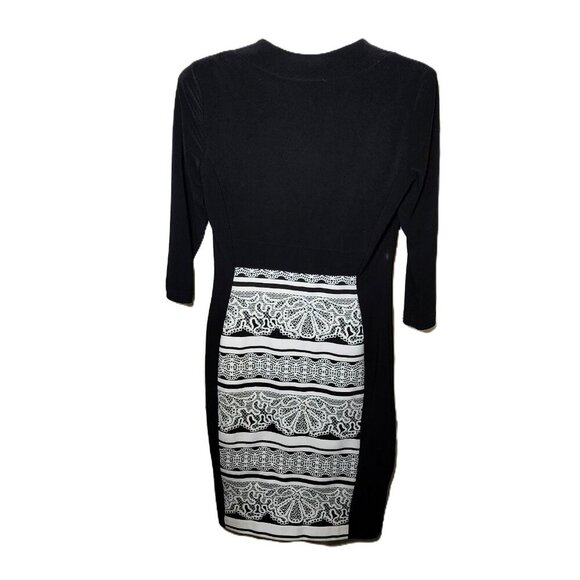 Joseph Ribkoff Size 6 Aztec Print Dress with Bolero Jacket | Black White Elegant - Picture 2 of 8